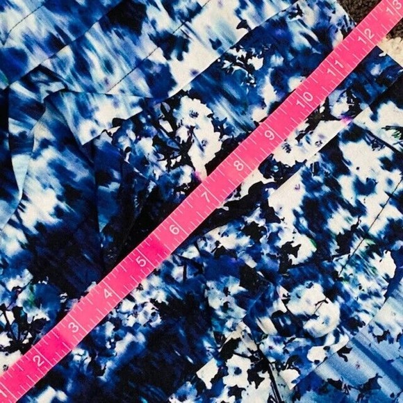 Nicole Miller $300 Women's Small Blue Purple Print Tiered Tidal Pleat Dress - Picture 11 of 13